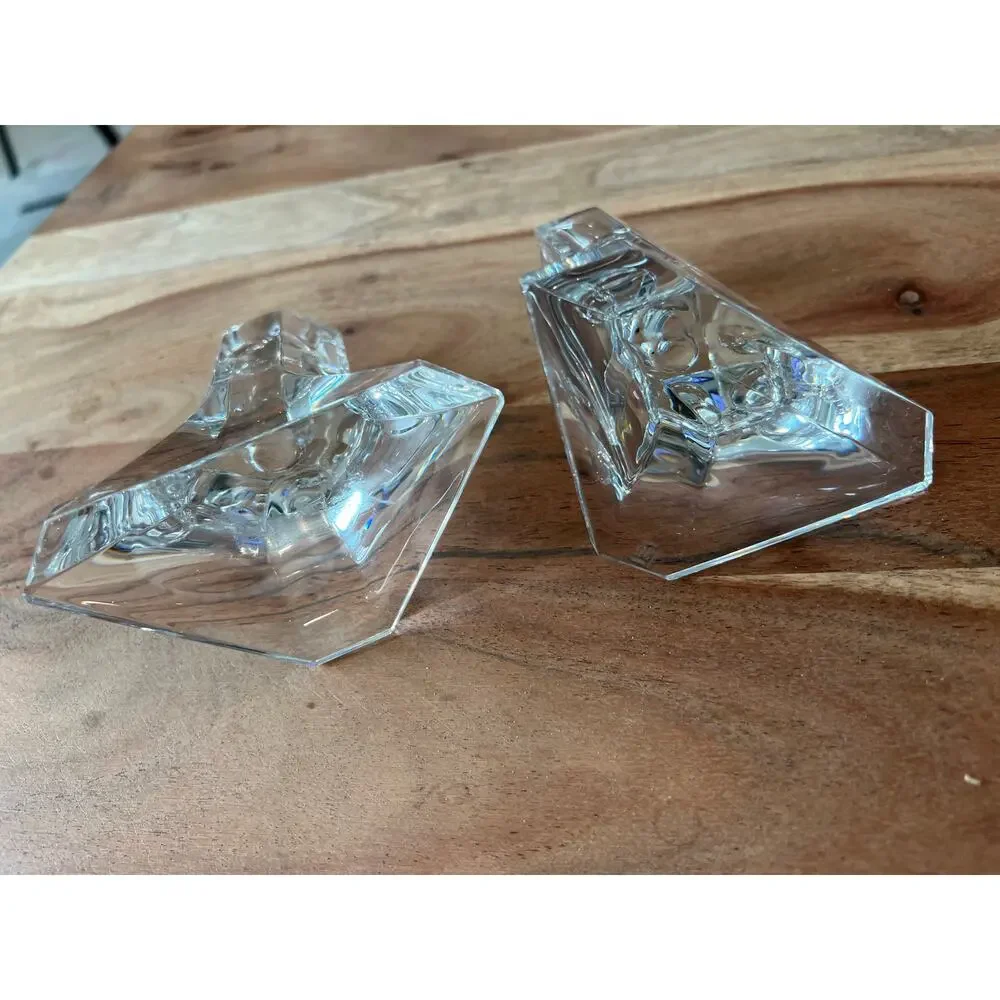 Joseph Riedel crystal candlestick holders set of 2 MCM vintage lead crystal 4